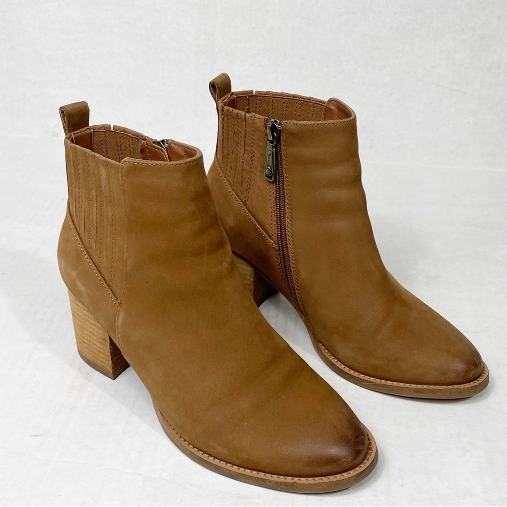 BLONDO Noa Waterproof Suede Block Heel Bootie 8.5 Camel